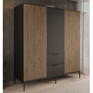 Meubella - Kledingkast Marbella - Zwart - 185 cm