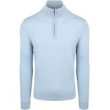 Suitable - Schipperstrui - Lichtblauw - Half Zip - Heren - Merinowol