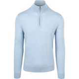 Suitable - Schipperstrui - Lichtblauw - Half Zip - Heren - Merinowol