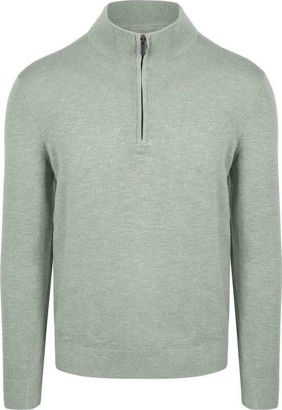 Suitable - Schipperstrui - Groen - Half Zip - Heren - Slim-Fit