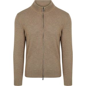 Suitable - Vest - Beige - Slub Yarn - Heren - Met Rits