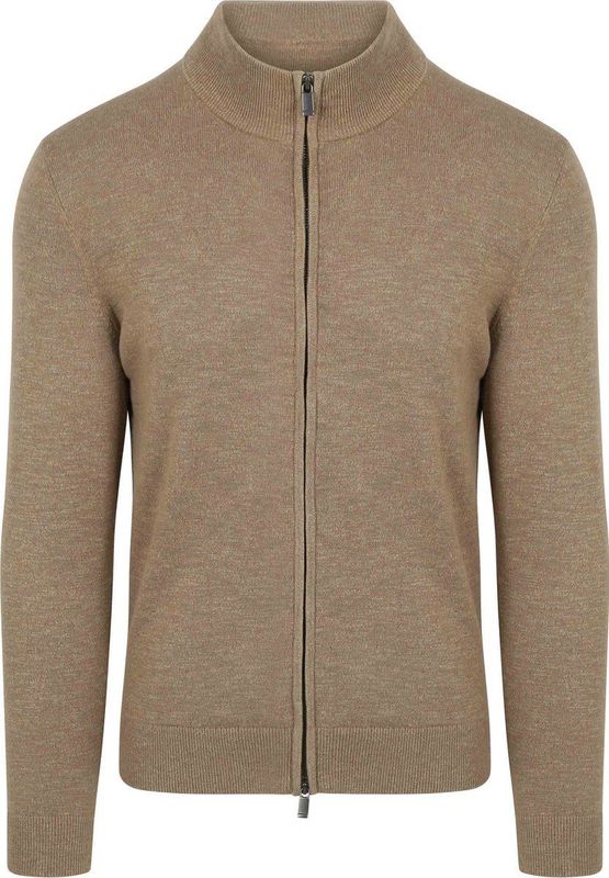 Suitable - Vest - Beige - Slub Yarn - Heren - Met Rits