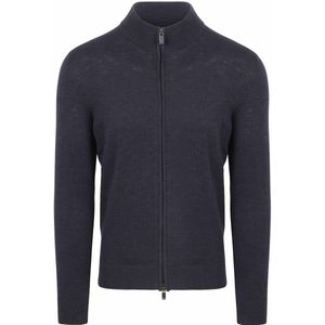 Suitable - Vest - Donkerblauw - Slub Yarn - Heren - Met Rits