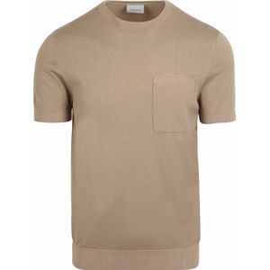 Suitable - Knitted T-shirt Pocket - Camel - Heren - Print