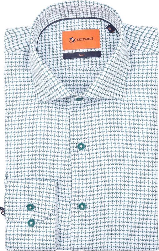 Suitable - Overhemd - Groen - Check Print - Formeel