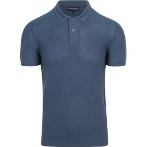 Suitable Respect Polo Structure Knit Blauw - Maat M - Heren - Polo shirt Heren met Korte mouw