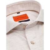 Suitable - Melange Overhemd - Beige - Slim-fit - Katoen - Lange Mouw