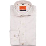 Suitable - Melange Overhemd - Beige - Slim-fit - Katoen - Lange Mouw