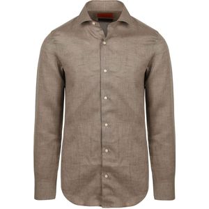 Suitable - Overhemd - Taupe - Linnen - Comfort-Fit