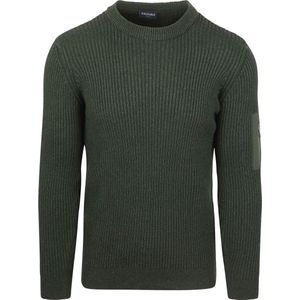 Suitable - Mou Trui - Donkergroen - Slim-fit - Biologisch Katoen - Lange Mouw