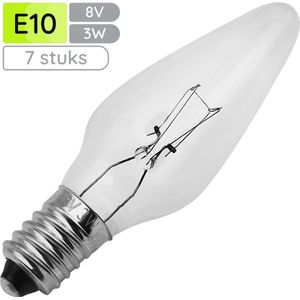 Reserve Kerstlampjes E10 - Warm Wit Licht - 7 Stuks - 8V/3W - Dimbaar - Klassiek Model