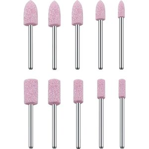 Nagel Polijst Slijpsteen Set - 10-Delig - Nagelriemboren - Opzetstukken Nagelfrees - Bitjes Voor Elektrische Nagelvijl