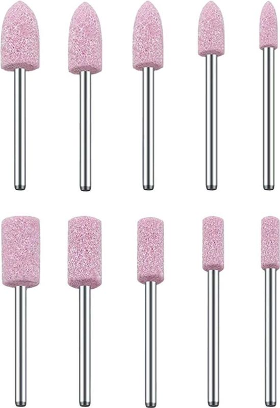Nagel Polijst Slijpsteen Set - 10-Delig - Nagelriemboren - Opzetstukken Nagelfrees - Bitjes Voor Elektrische Nagelvijl