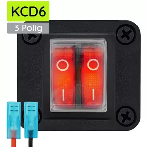 3-polige Tuimelschakelaar Met Rode Verlichting – 15 A / 250 V – Compleet Met Waterdichte Afdekking