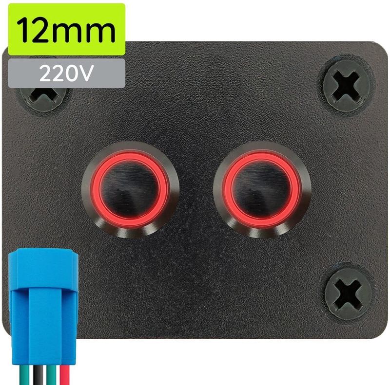 ProRide - Drukschakelaars - Rood - Tweevoudig Inbouwpaneel - IP67 - LED Indicatie