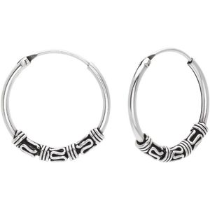 Oorbellen zilver | Oorringen | Zilveren oorringen, 20 mm Bali hoops met spiraaltjes