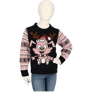 Kersttrui kinderen - Gebreid - Blauw/rood - Maat 92/98 - kersttrui kind - kersttrui jongens - kersttrui meisjes - kerst trui kinderen