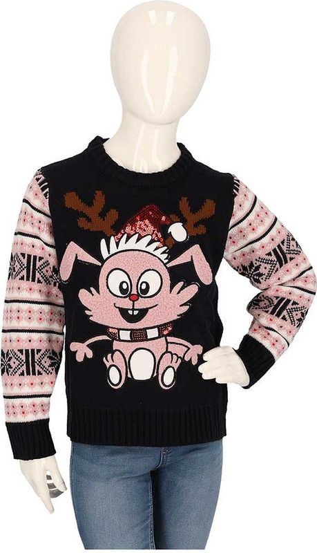 Kersttrui kinderen - Gebreid - Blauw/rood - Maat 92/98 - kersttrui kind - kersttrui jongens - kersttrui meisjes - kerst trui kinderen