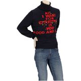 Foute kersttrui - Kersttrui heren - Turtleneck - Zwart - Maat M - kersttruien - kersttrui heren volwassenen - kersttrui mannen