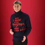 Foute kersttrui - Kersttrui heren - Turtleneck - Zwart - Maat M - kersttruien - kersttrui heren volwassenen - kersttrui mannen