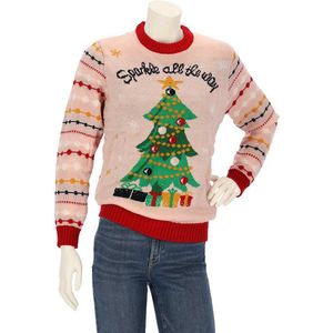 Sweater - Gebreide Kersttrui - Zwart - Grijs - Roze - 100% Polyester