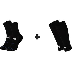 X-Treme - Voetbalsokken - Zwart - 2 x 2-Paar - Gripsokken en Voetloze Sokken