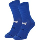 X-Treme - Voetbalsokken Set - Kobalt Blauw - 2-Paar Gripsokken + Voetloze Sok