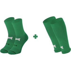 X-Treme - Voetbalsokken - Groen - 2 x 2-Paar - Gripsokken en Voetloze Sokken