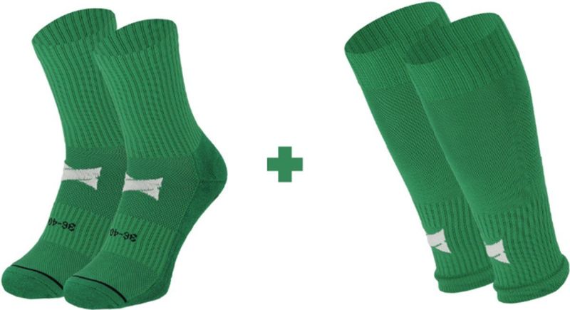 X-Treme - Voetbalsokken - Groen - 2 x 2-Paar - Gripsokken en Voetloze Sokken