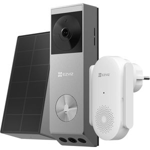 EZVIZ EP3X Pro + CH1 Chime – Draadloze Video Deurbel – Dual-Lens 2K HD – Geen Abonnement – 32GB Opslag – AI Detectie - Incl. Zonnepaneel
