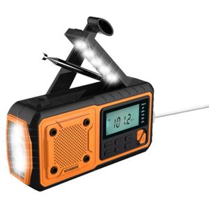 NovaWare - Draagbare Noodradio Solar Opwindbaar - Oranje - FM/AM/SW - Powerbank 4400mAh