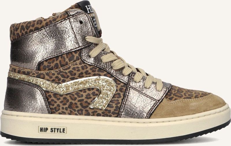 Hip - Leren Sneakers - Bruin/Panter