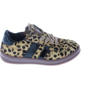 Pinocchio - Sneakers - Beige/Zwart - Leren - Ponyhair en Panterprint
