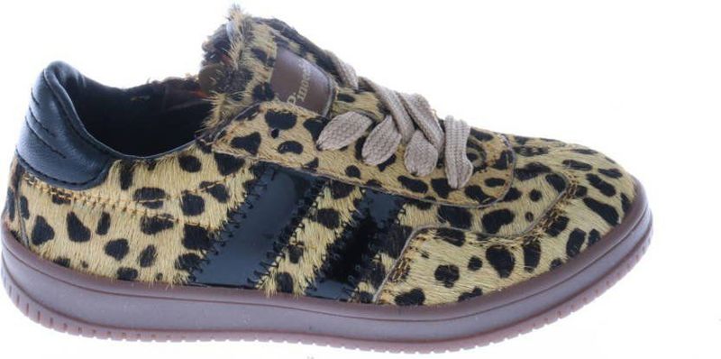Pinocchio - Sneakers - Beige/Zwart - Leren - Ponyhair en Panterprint