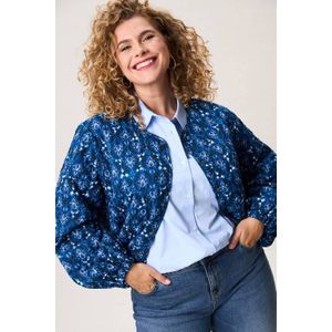 Miss Etam Plus - Bomberjack - Blauw - Met Ronde Hals en Lange Mouwen