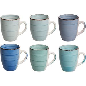 Cookinglife - Delice - Mokken - Blauw - Aardewerk - Set van 6 - Vaatwasser- en Magnetronbestendig