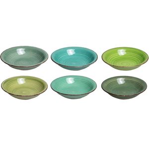 Cookinglife - Diepe Borden Delice - Groen - Aardewerk - Set van 6