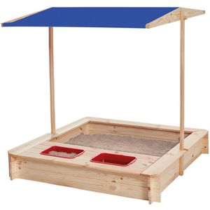 Zandbak - Met deksel en opbergvakken - Natuurlijk-blauw
