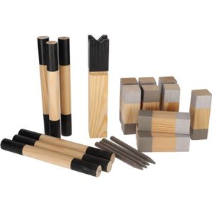 Kubb spel met 21 speelfiguren HIER kopen