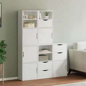 vidaXL Bijzetkasten 5 st ODDA 40x24x79 cm massief grenenhout wit