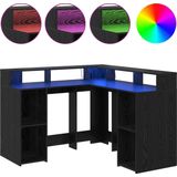vidaXL Bureau - Zwart - Bewerkt Hout - LED-Verlichting