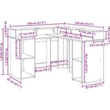 vidaXL Bureau - Zwart - Bewerkt Hout - LED-Verlichting