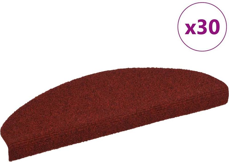 vidaXL Trapmatten - Bordeaux Rood - 30 Stuks - Antislip - Halfrond