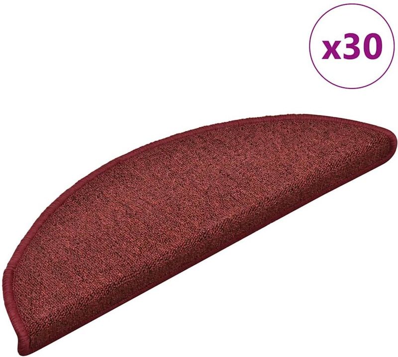 vidaXL - Trapmatten - Bordeaux - Halfrond - 30 stuks - 56x17x3 cm