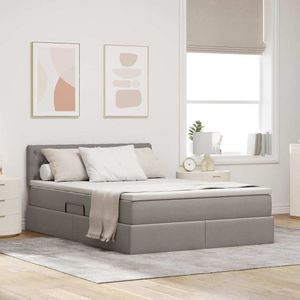 Bed 140x200 met opbergruimte rechte bedhoofd walnoot Demas