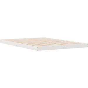 vidaXL - Vloerbedframe - Wit - Massief Grenenhout
