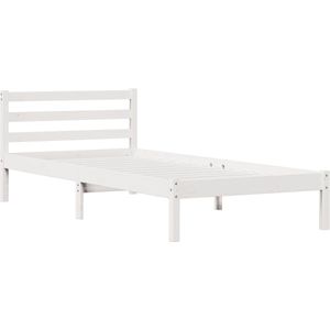 vidaXL - Bedframe - Wit - Massief Grenenhout
