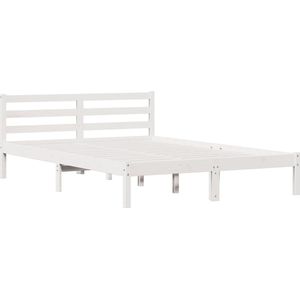 vidaXL - Bedframe - Wit - Massief Grenenhout