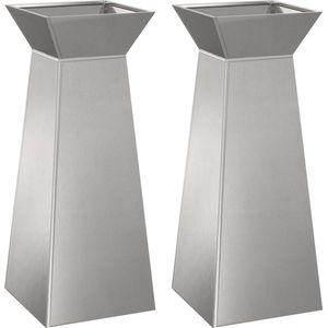 vidaXL - Tuinpilaren - Plantenbakken - RVS - Set van 2
