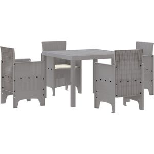 vidaXL - Tuin Eetset - Lichtgrijs - Polypropyleen - 5 Stuks